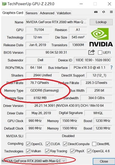 GPU-Z查看显卡信息
