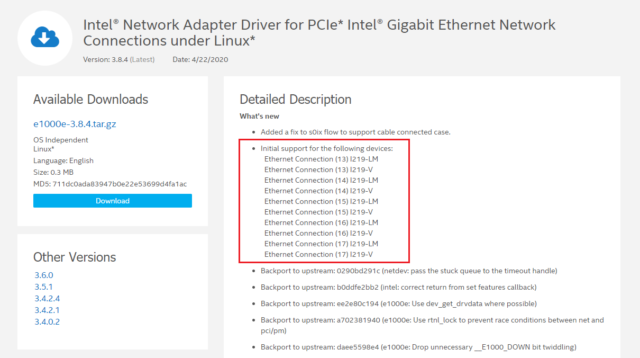 intel e1000e 网卡驱动