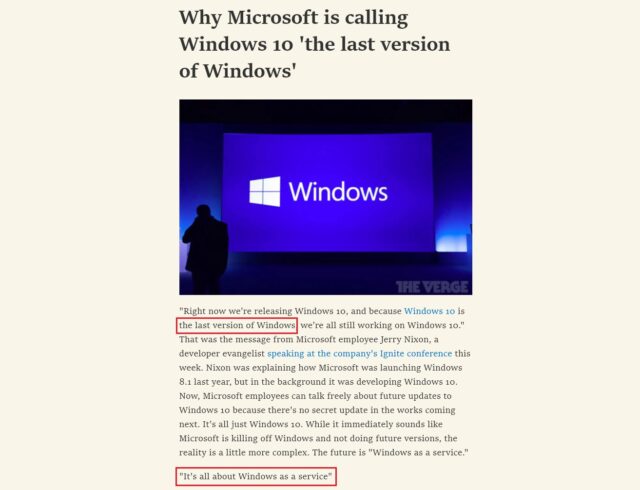 微软宣称 Windows 10 是最后一个版本